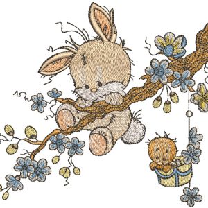 Hold on, bunny! embroidery design