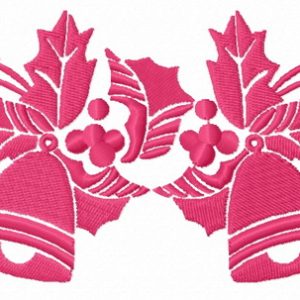 Holly and bells decoration embroidery design