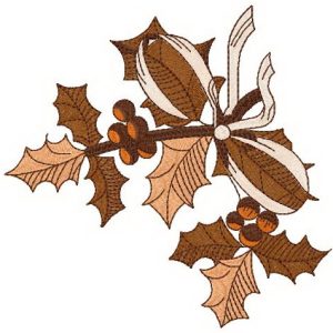 Holly branch embroidery design