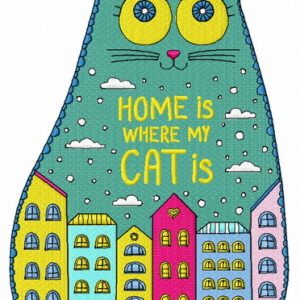 Home is where my cat is embroidery design
