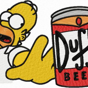 Homer Simpson like beer embroidery design
