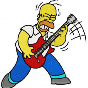 Homer rock star embroidery design