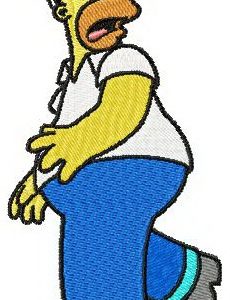 Homer Simpson scared embroidery design