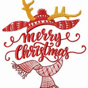 Horned Merry Christmas embroidery design