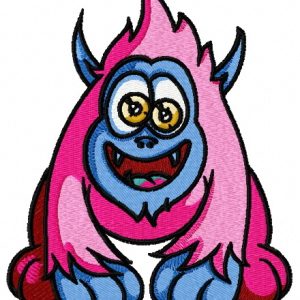 Horny pink monster embroidery design