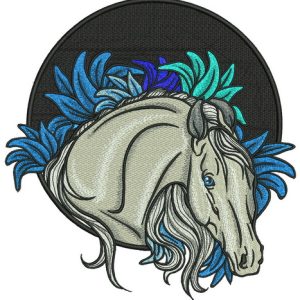 Horse at night embroidery design