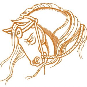 Horse head sketch embroidery design