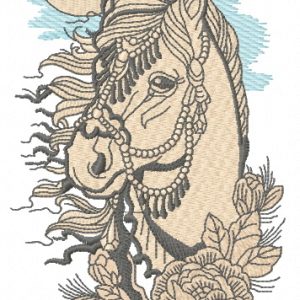 Horse in moonlight embroidery design