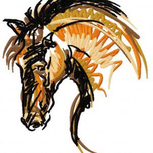 Horse mascot embroidery design