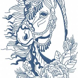 Horse and roses embroidery design