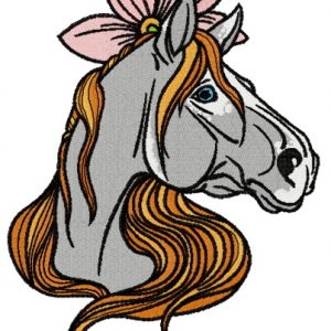 Horse with lotus flower 2 embroidery design