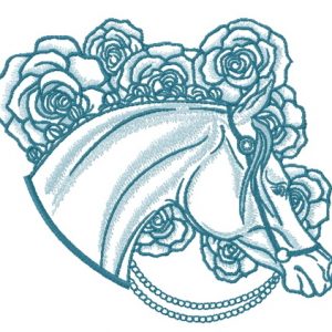 Horse with pearl bridle 3 embroidery design