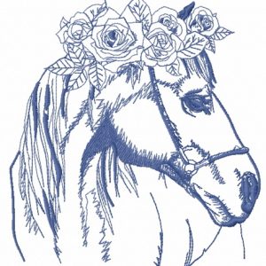 Horse with wreath of roses 2 embroidery design