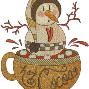 Hot Cocoa with snowball embroidery design