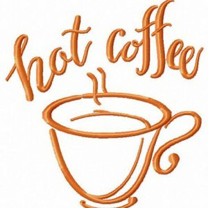 Hot coffee cup embroidery design