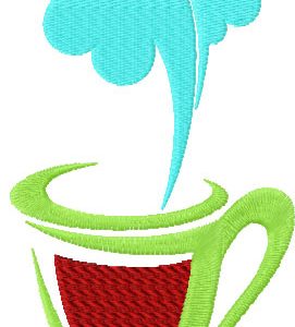 Hot coffee mug embroidery design