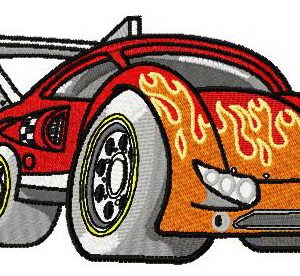Hot rod racing car embroidery design