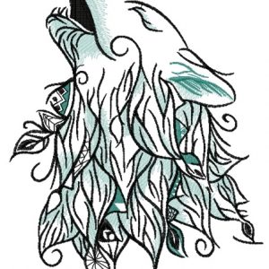 Howling wolf embroidery design