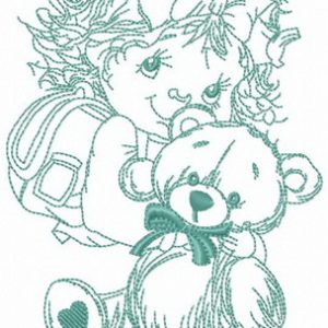 Hug for teddy bear embroidery design