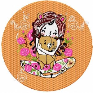 Hugs my teddy bear embroidery design