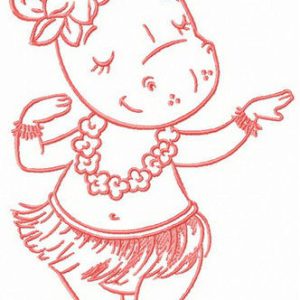 Hula dance embroidery design
