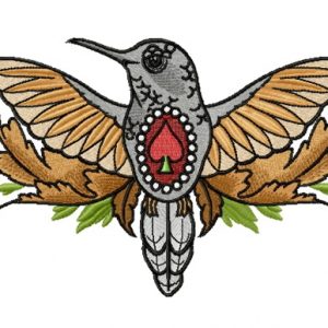 Humming-bird of spades embroidery design