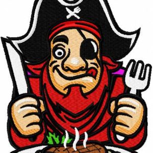 Hungry pirate embroidery design
