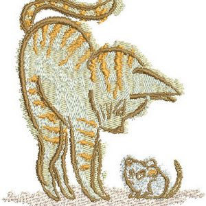 Hunting cat embroidery design