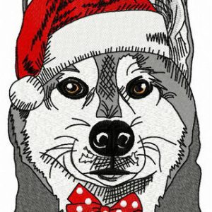 Husky before Xmas embroidery design