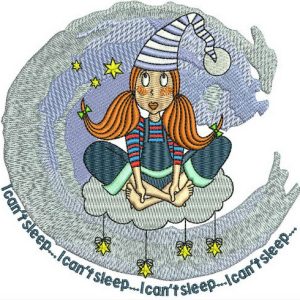 I can't sleep embroidery design