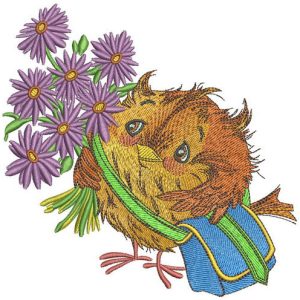 I go to sparrow school embroidery design
