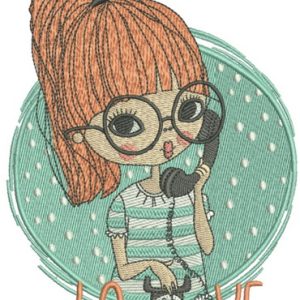 I love calls embroidery design