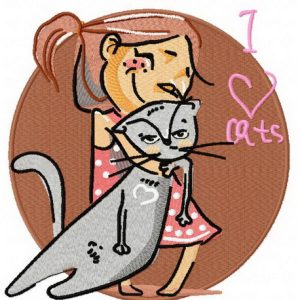 Heartfelt Kitty Hugs embroidery design