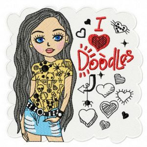 I love Doodles embroidery design