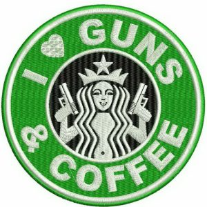 I love guns and coffee embroidery design