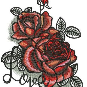 I love roses embroidery design