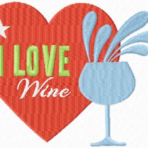 I love Wine embroidery design