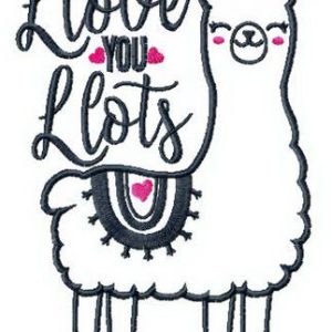 I love you lots llama embroidery design