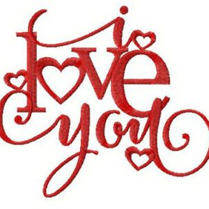 I love you embroidery design