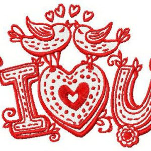 I love you embroidery design