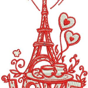 I love you Paris embroidery design