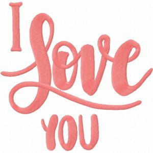 I love you embroidery design