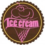 Ice cream badge embroidery design