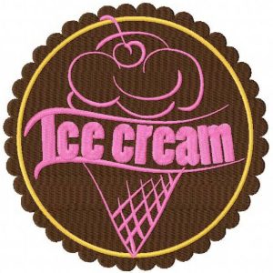 Ice cream badge embroidery design