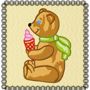Ice cream for teddy embroidery design