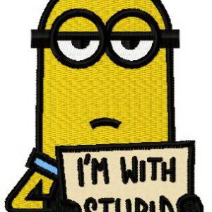 I'm with stupid embroidery design