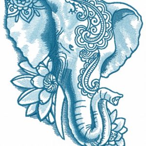 Indian elephant with lotus 2 embroidery design