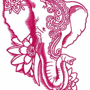 Indian elephant with lotus 3 embroidery design
