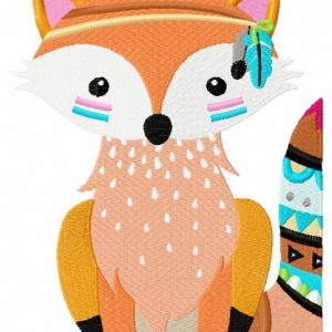 Indian fox embroidery design