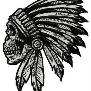 Indian skull embroidery design